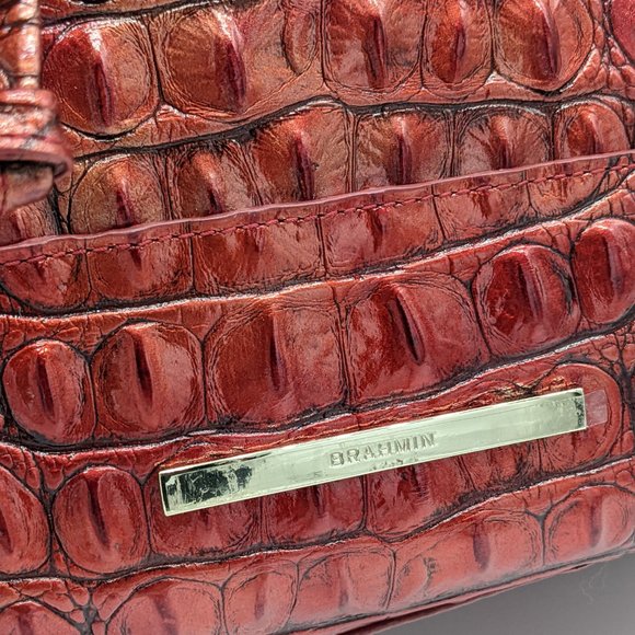 BRAHMIN Marlowe Melbourne croc embossed leather women's shoulder bag - CHILI - Picture 3 of 12